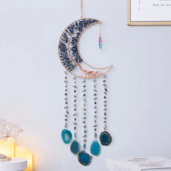 Lapač snů Lapač snů s čakrovými kameny a přírodním achátem | lapač snů, závěsná dekorace - A3