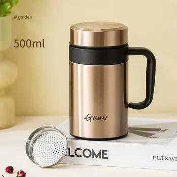 Termoska Termoska s uchem na čaj a kávu | kuchyňské doplňky - Zlatá 500ml