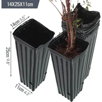 Květináč 10 ks Hluboký plastový květináč na sazenice stromů | květináč, sazenicový obal - Rozměry 14 x 25 x 11 cm , 10ks