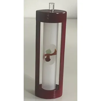 Láhev Skleněná ručně foukaná láhev s dřevěným rámečkem 350 ml, hruška