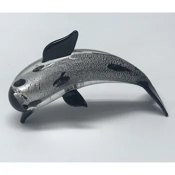 Skleněná figurka delfín černý, 90 x 25 x 55 mm