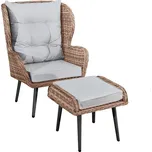 Sada zahradního křesla a taburetu Aperto hnědá/šedá