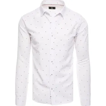 Pánská košile Dstreet Bílá vzorovaná pánská košile