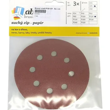 Brusný kotouč Brusný výsek 125 mm P120 3 ks s otvory rychloupínací