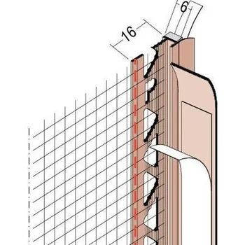 Stavební profil Profil okenní začišťovací 6,0mm 37906/2,60m PVC+tkanina, s lamelou PROTEKTOR