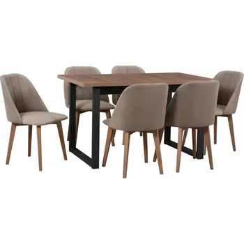 Jídelní set Jídelní set 6+1 IKON 3/MONTI 3 PRUHY ořech světlý/černá/30A