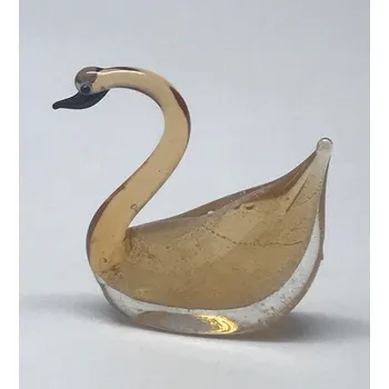 Skleněná figurka labuť hnědá, 55 x 20 x 60 mm