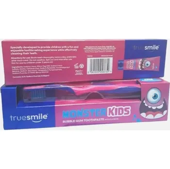 zubní pasta True Smile Monster Kids zubní pasta s Bubble gum příchutí + zubní kartáček 75 ml