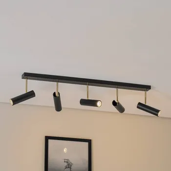 Svítidlo Luminex Stropní svítidlo Axion, 5 světel, černá/zlatá, dlouhé, ocelové černá, zlatá 5 x 8 W LED - Doprava zdarma