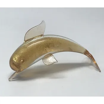 Skleněná figurka delfín hnědý, 90 x 25 x 55 mm
