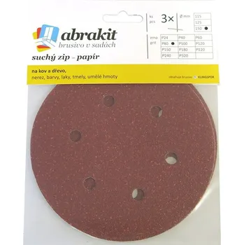 Brusný papír Brusný výsek 150 mm P80 3 ks s otvory rychloupínací