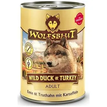 Krmivo pro psa Wolfsblut Dog Adult Wild Duck&Turkey konz. 395g