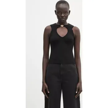 Top Marine Serre Moon Jewelry Knit Open Neck, M, černá, 99X