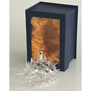 Skleněná ručně foukaná láhev ježek, 350 ml