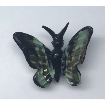 Skleněná figurka motýl tmavě zelený, 50 x 70 x 35 mm
