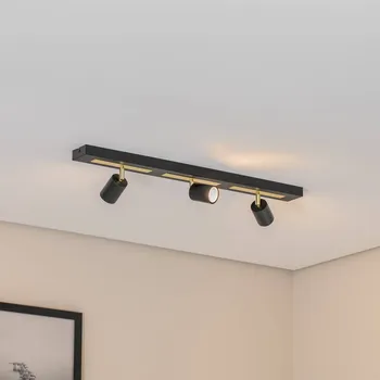 Lampička Luminex Stropní bodové světlo Rodez, černé/zlaté, délka 80 cm, 3-bodové. - Výška baldachýnu 3 cm černá, zlatá 3 x 8 W LED - Doprava zdarma