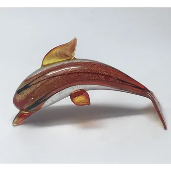 Skleněná figurka delfín červený, 90 x 30 x 50 mm