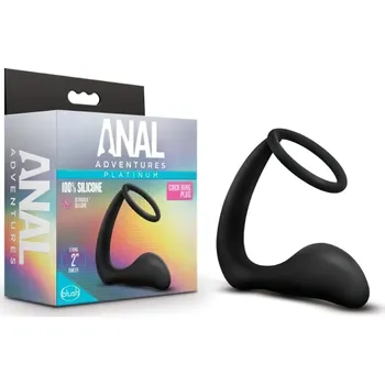 Platinová anální dobrodružství - černé dildo s kroužkem na penis