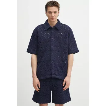 Pánská košile Košile Daily Paper Lace Shield Ss Shirt, XXL, námořnická modř, 59X