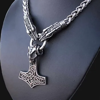 Přívěsek Ocelový přívěsek + Řetěz Dragon Heads / Thor´s Hammer S01