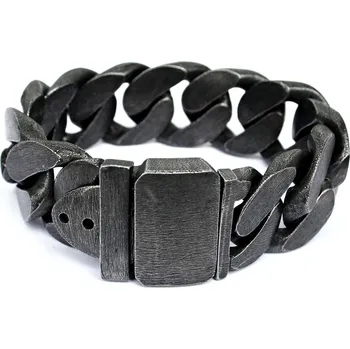 Šperk Ocelový náramek - Massive Panzer / Černá Patina 2,5 cm