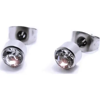 Náušnice Ocelové Náušnice - Kamínek 5 mm / Bílá (6293W)