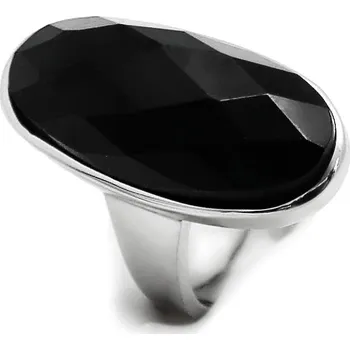 Prsten Ocelový prsten EXEED - Černý kámen / black stone / ellipsis (3541)