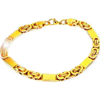 Náramek Ocelový náramek - Plochá Vazba / Segmenty / Zlacení / 6 mm (7532)