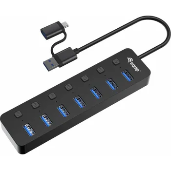 USB hub USB HUB Equip Equip USB-Hub 7-Port 3.2 ->7x3.2 5Gbps m.Netzteil sw