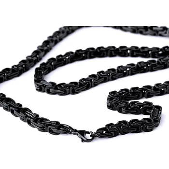 Náhrdelník Ocelový náhrdelník - Královská vazba / Černá 5 mm (V021)