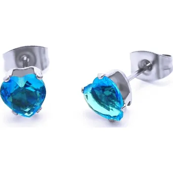 Náušnice Ocelové Náušnice - Modré Srdíčka / Crystals / Blue (6358)