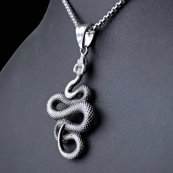 Přívěsek Ocelový přívěsek - Had s Řetízkem nebo bez řetízku (021)