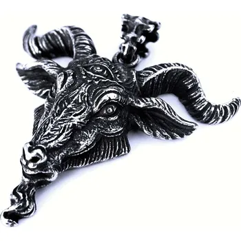 Přívěsek Ocelový přívěsek - Kozlí hlava / Baphomet 666