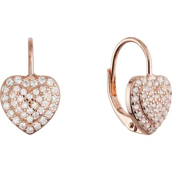 Šperk EVOLUTION GROUP CZ Pozlacené stříbrné náušnice třpytivé srdce - 11714.1