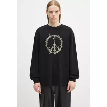 Pánské oblečení Bavlněná mikina Aries Peace Press Gothic Waffle LS Tee černá barva, s potiskem, AR6003903, XL, 99X