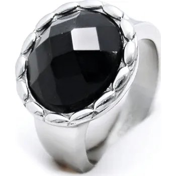 Prsten Ocelový prsten EXEED - Černý kámen / black stone / circle (3544)