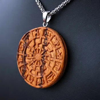 Řetízek Ocelový Náhrdelník - Zvěrokruh / Black Sun / Zodiac / Zebrano dřevo / Řetízek Celtic 01
