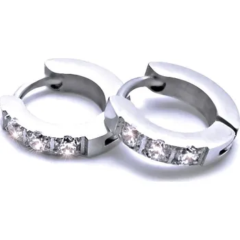Náušnice Ocelové náušnice EXEED - Kroužky 1 cm / 3 Bílé Kameny (40653)