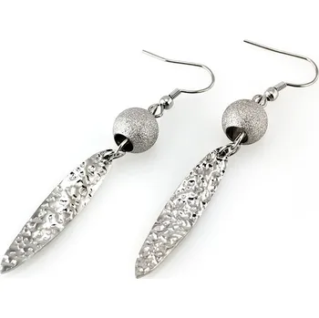 Náušnice Ocelové Náušnice - Visací / Tepané s kuličkou (6117)