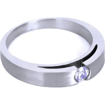 Prsten Ocelový prsten - Lesk / Mat / Kamínek (021)