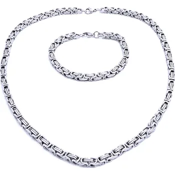 Náramek Ocelový náhrdelník + náramek Královská Vazba 0,4 cm / shiny (7570)