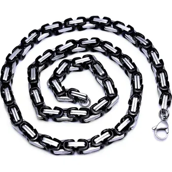 Náhrdelník OCELOVÝ NÁHRDELNÍK - KRÁLOVSKÁ VAZBA / LESK / ČERNÁ 0,8 CM