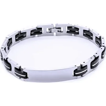 Náramek ocelový náramek - leštěný / Kaučuk / Destička (41609)