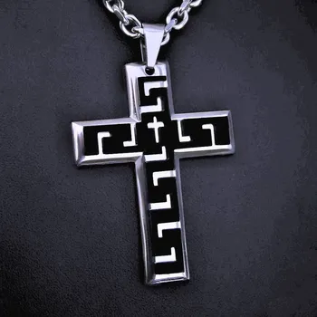 Přívěsek Ocelový přívěsek - Kříž / Shiny / Black / 015 - I