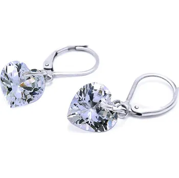 Náušnice Ocelové náušnice - kamínek / srdíčko - W / patent (6099)