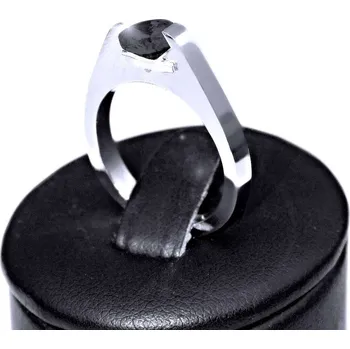 Prsten Ocelový prsten - Lesk / Mat / Černý Kámen (021)