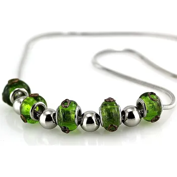 Náhrdelník Ocelový náhrdelník - zelené korálky / benátské sklo / green glass (5347)