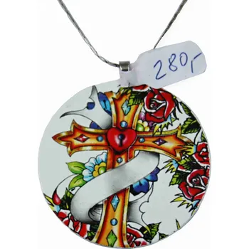 Přívěsek Ocelový přívěsek - Old School Circle 4,5 cm