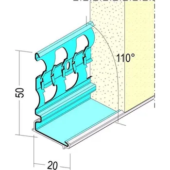 Stavební profil Profil ukončovací soklový 20,0mm 1229/3,00m pozink PVC hrana PROTEKTOR