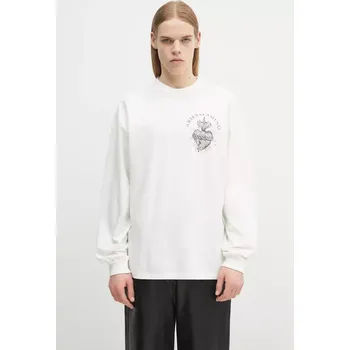 Pánské tričko Bavlněné tričko s dlouhým rukávem Aries Faded Aries Ex Amino LS Tee, L, bílá, 00X